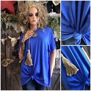 Calia Cobalt Blue Knotted Crew Neck Tee